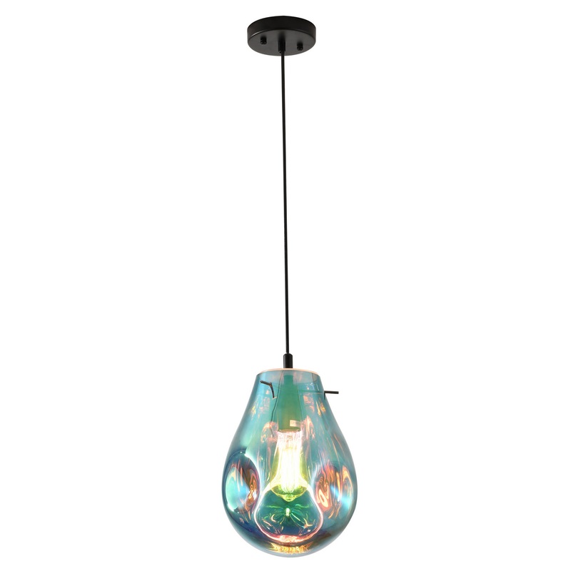 One Light Pendant in Black & Blue