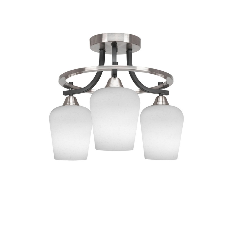 Paramount Three Light Semi-Flush Mount in Matte Black & Brushed Nickel