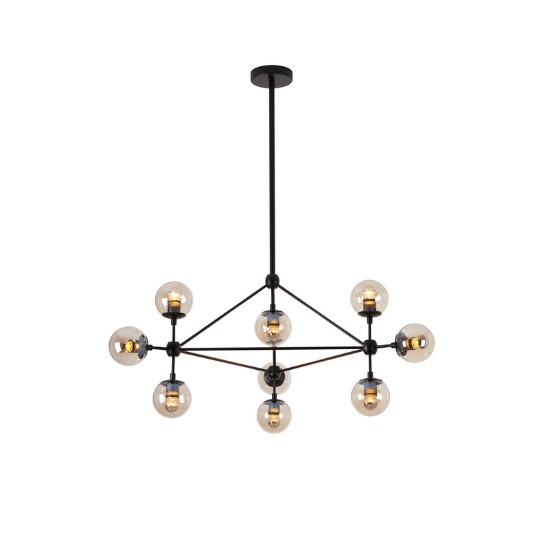 Pendant Ten Light Chandelier in Black