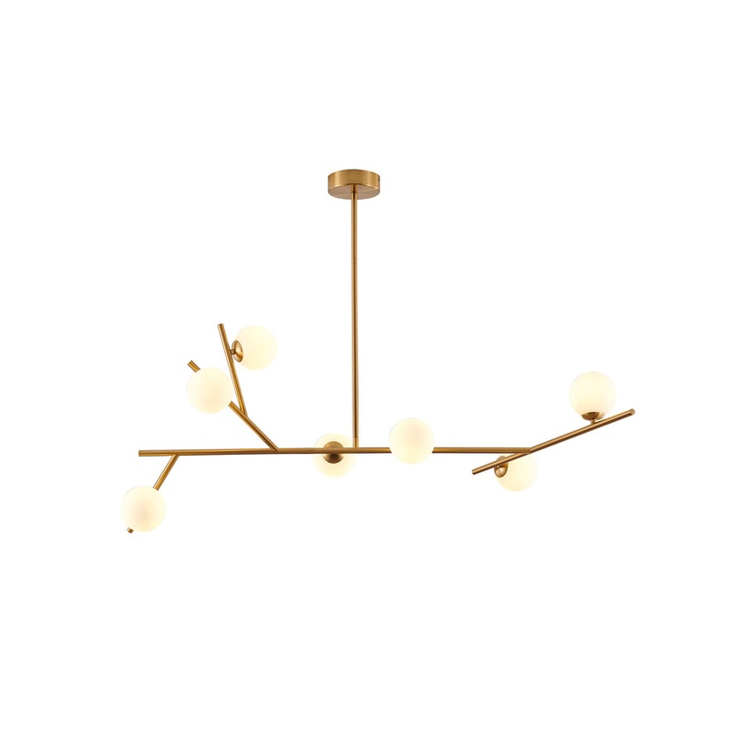 Seven Light Chandelier in Brass