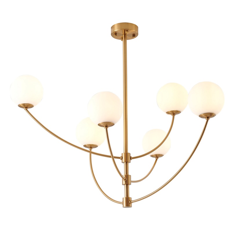Six Light Chandelier in Brass