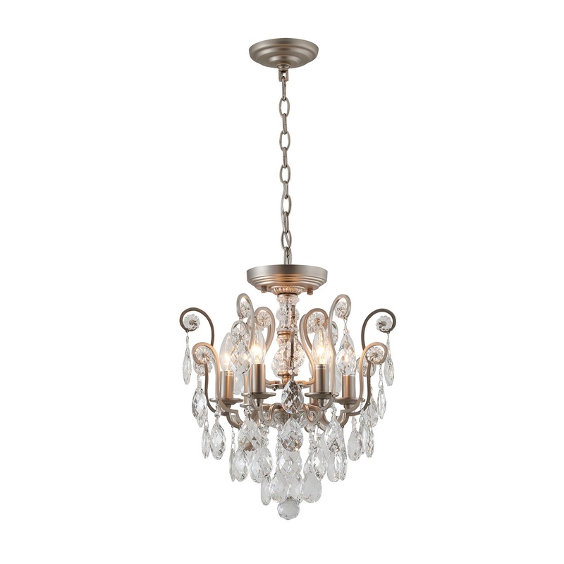 Six Light Chandelier in Pewter