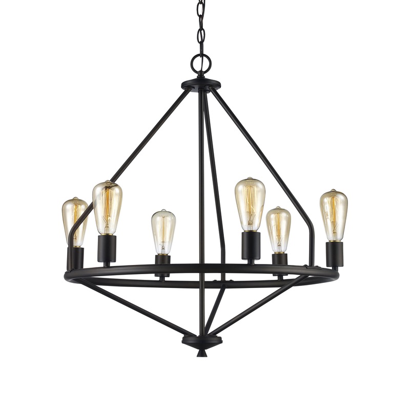 Six Light Chandelier in Rubbed Oil Bronze