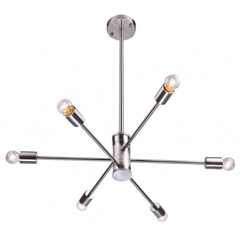 Six Light Chandelier in Shiny Nickel