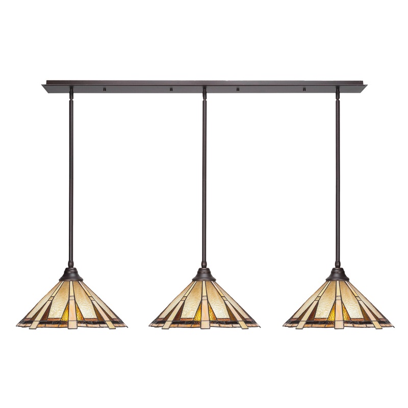 Stem Three Light Linear Pendalier in Dark Granite