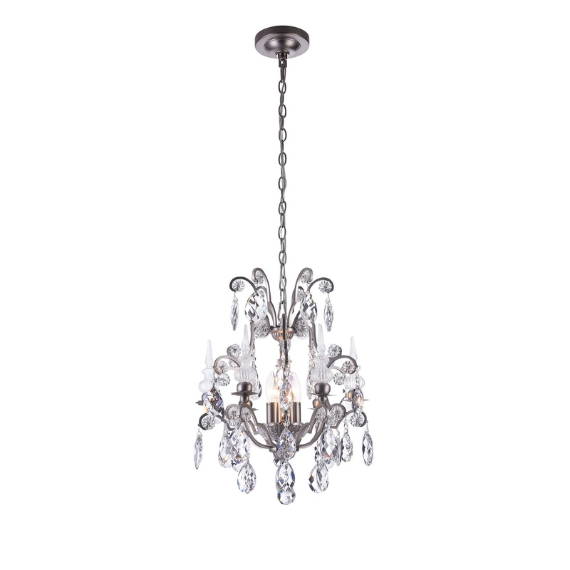 Three Light Chandelier in Pewter