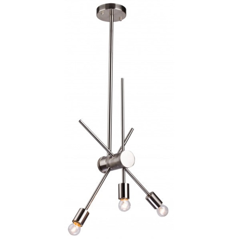 Three Light Chandelier in Shiny Nickel