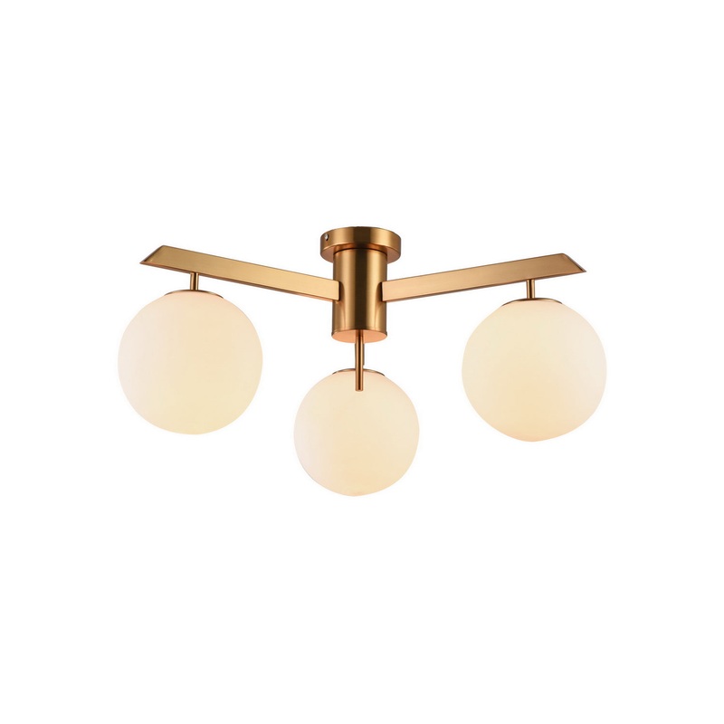 Three Light Flush Mount in Gold