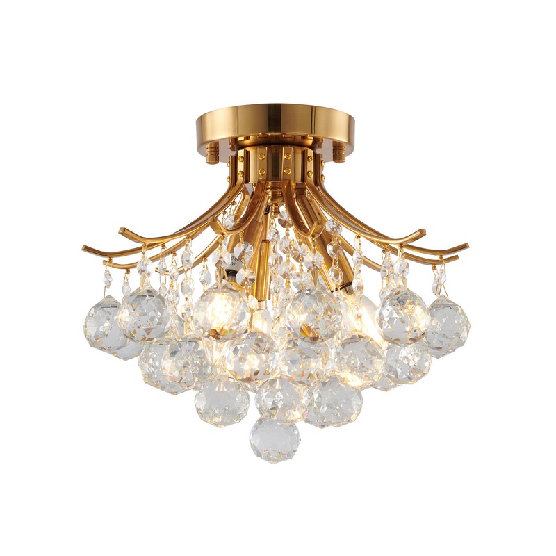 Three Light Semi Flush Mount in Stain Brass