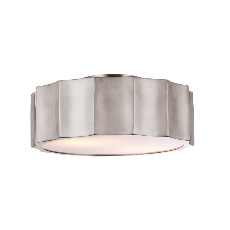 Two Light Flush Mount in Shiny Nickel