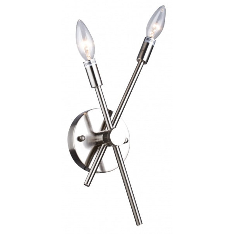 Two Light Wall Sconce in Shiny Nickel