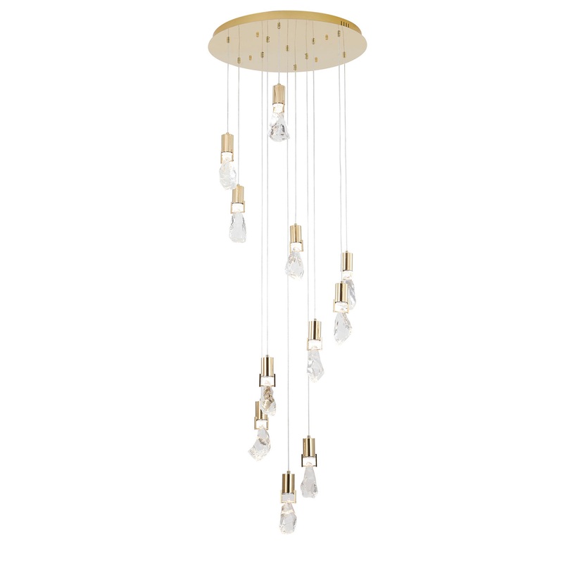 11 Light Chandelier in Brushed Gold