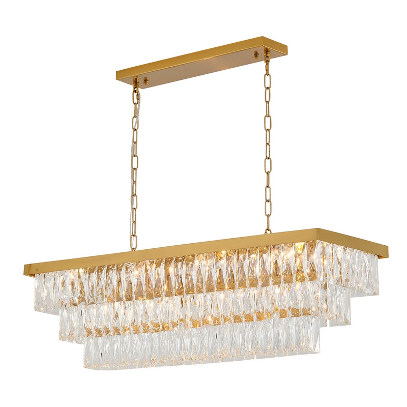 12 Light Chandelier in Satin Brass