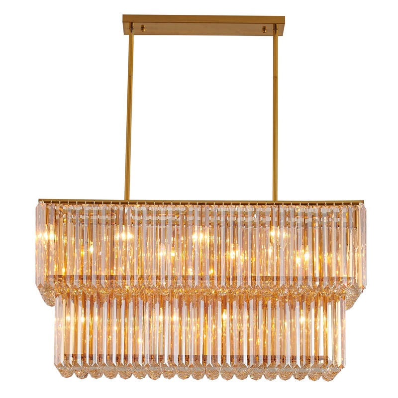 14 Light Chandelier in Satin Brass