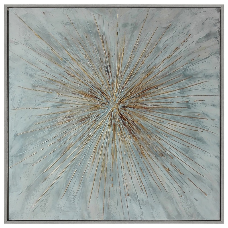 Art Painting in Blue, Gold, & White