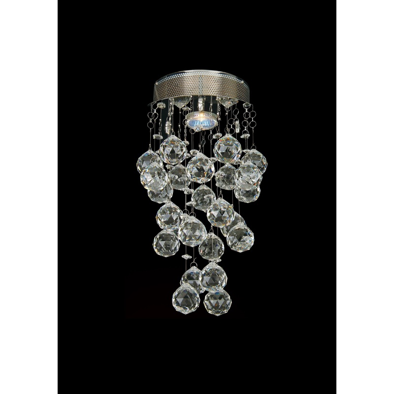 Ceiling Fixture One Light Flush Mount in Metal & Crystal
