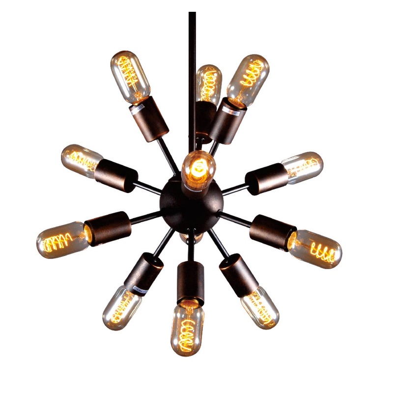 Chandelier 12 Light Ceiling Fixture in Rustic Bronze