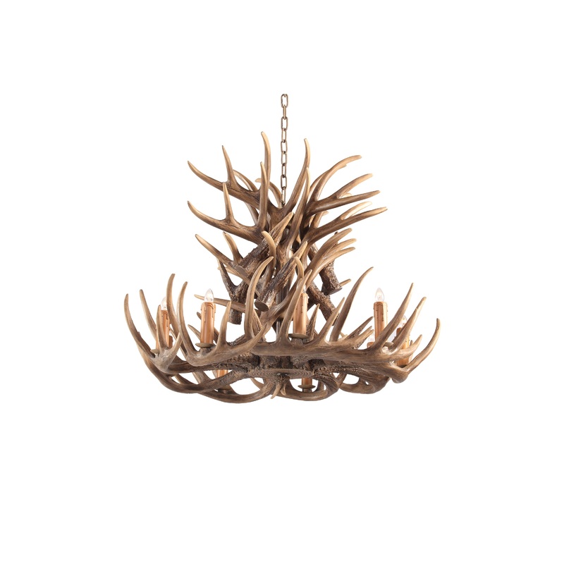 Chandelier Nine Light Chandelier in Brown