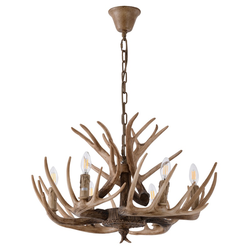 Chandelier Six Light Pendant in Brown