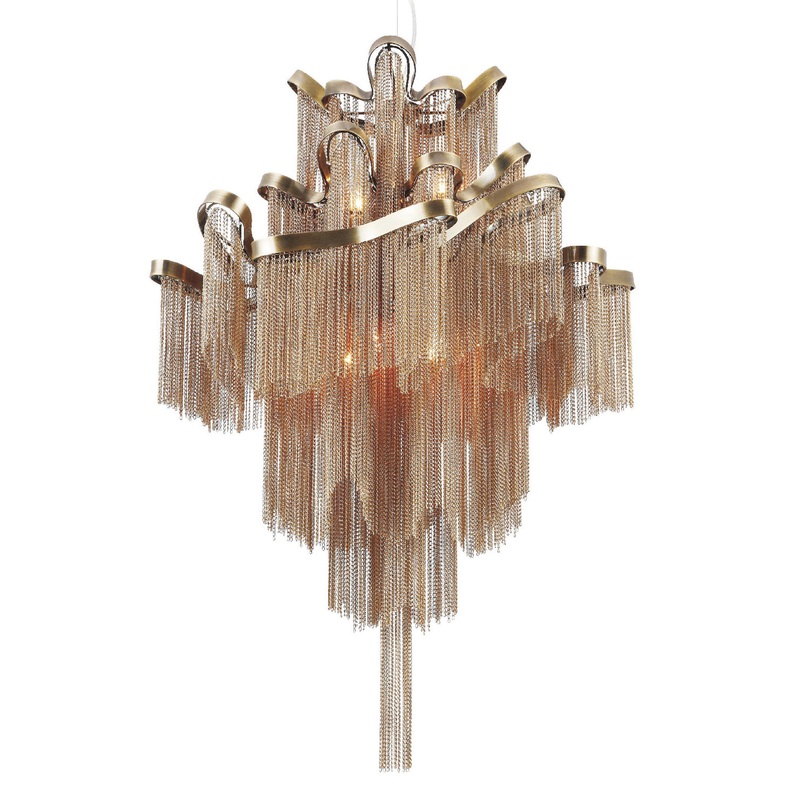 Eight Light Chain Lighting in Bronze