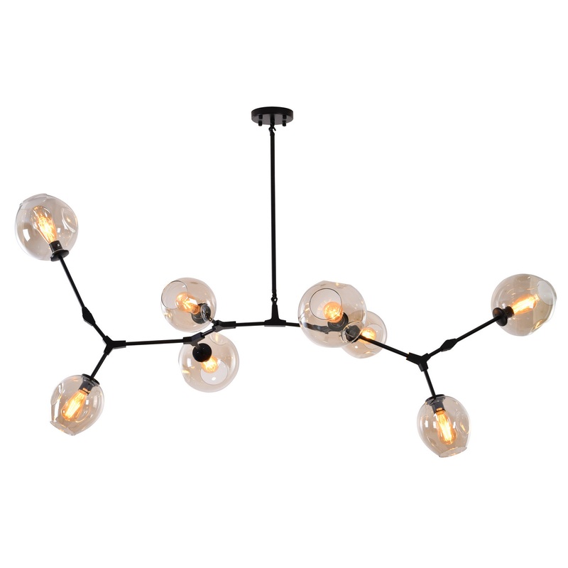 Eight Light Chandelier in Matte Black