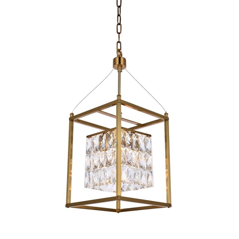 Four Light Chandelier in Antique Brass