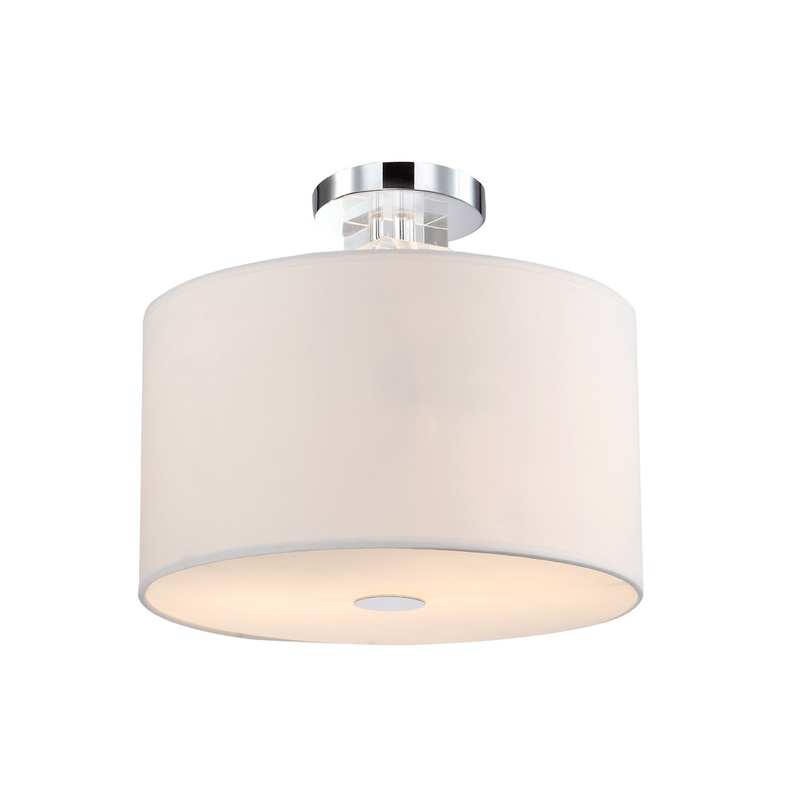 LD Series Two Light Ceiling Close-Up Fixture With Cream Shades