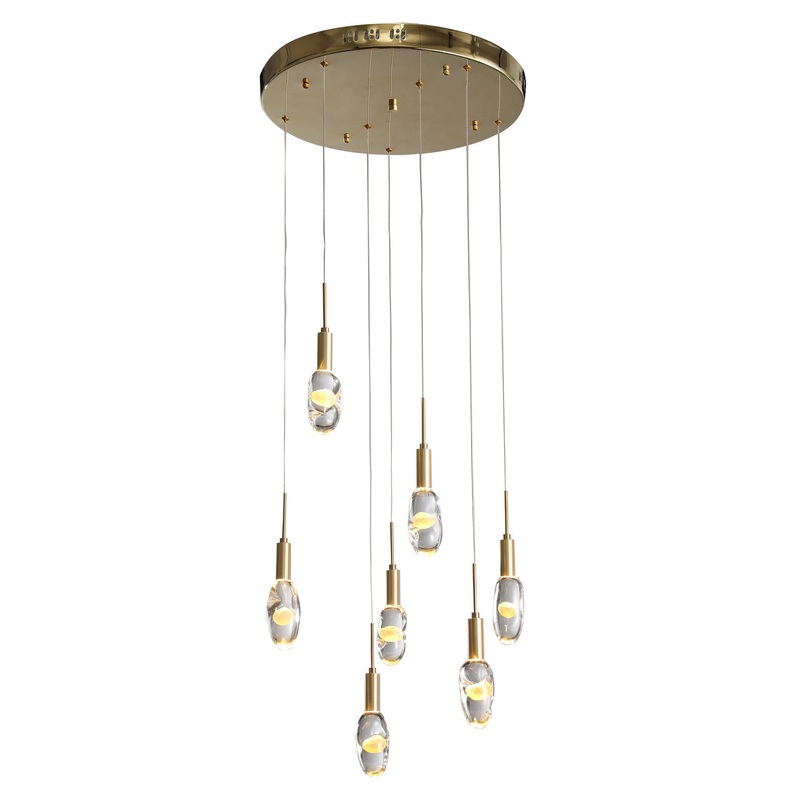 LED Chandelier in Aluminum & Glass