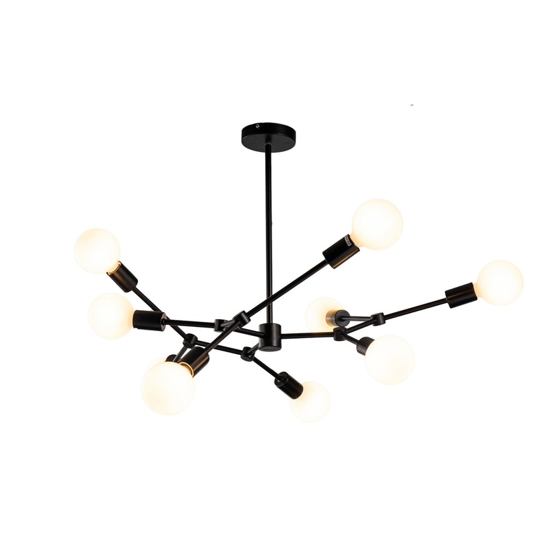 Nine Light Chandelier in Matte Black