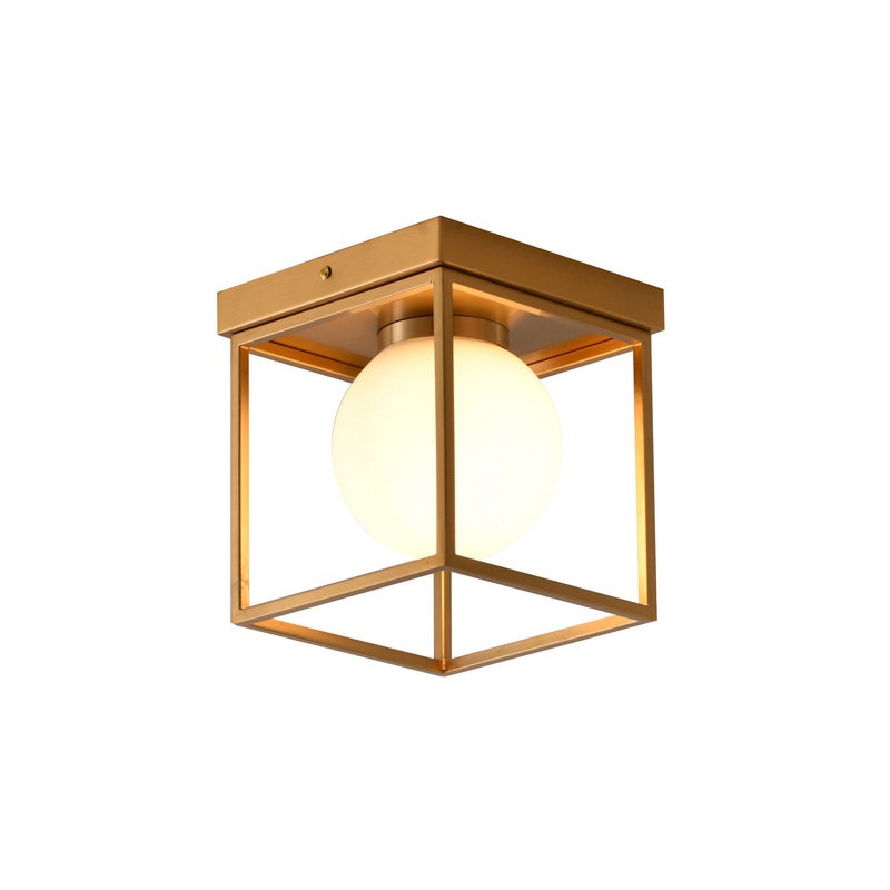 One Light Semi Flush Mount in Brass