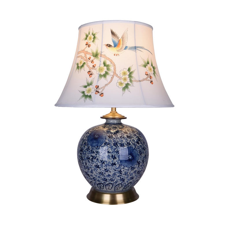 One Light Table Lamp in Blue& White