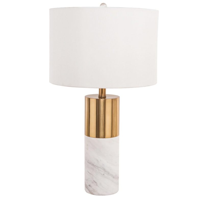 One Light Table Lamp in Gold & white