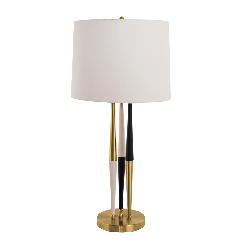 One Light Table Lamp in Gold, White, & Black