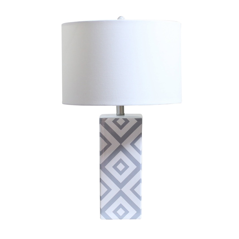One Light Table Lamp in Grey & White