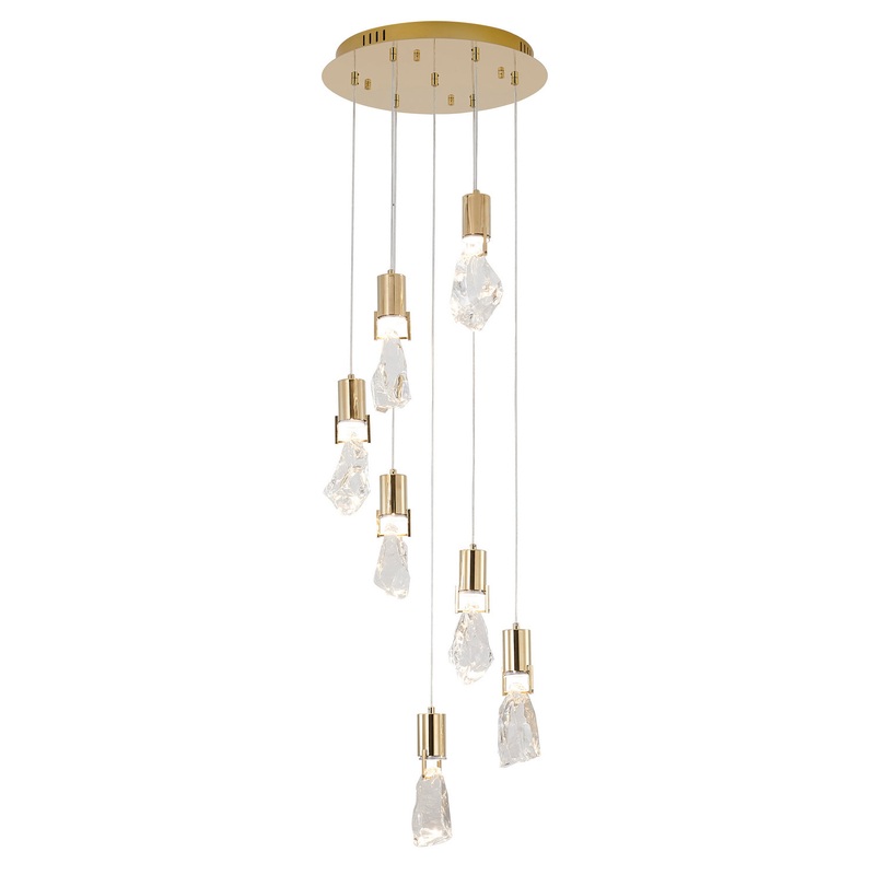 Seven Light Chandelier in Brushed Gold
