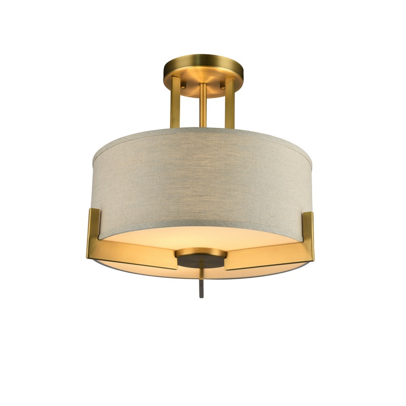 Three Light Flush Mount in Antique Brass