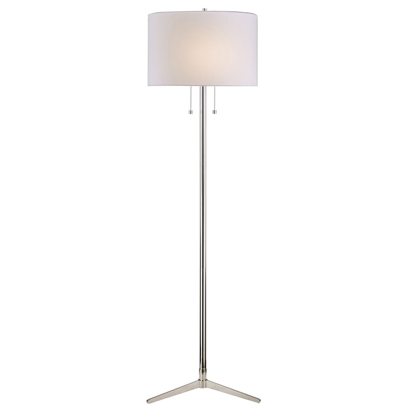 Two Light Floor Lamp in Polished Nickel