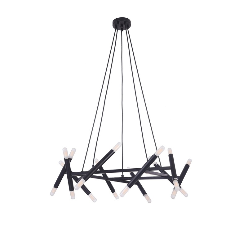 20 Light Chandelier in Matte Black