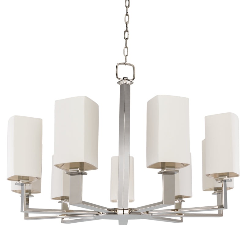 Baldwin Nine Light Chandelier in Polished Nickel