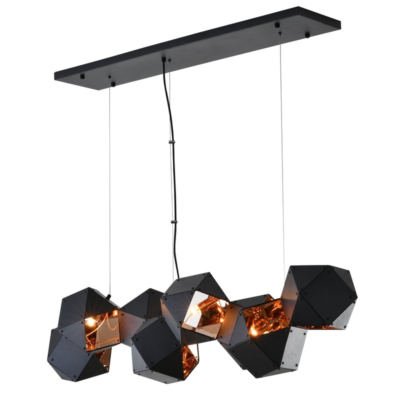 Eight Light Chandelier in Stainless Steel