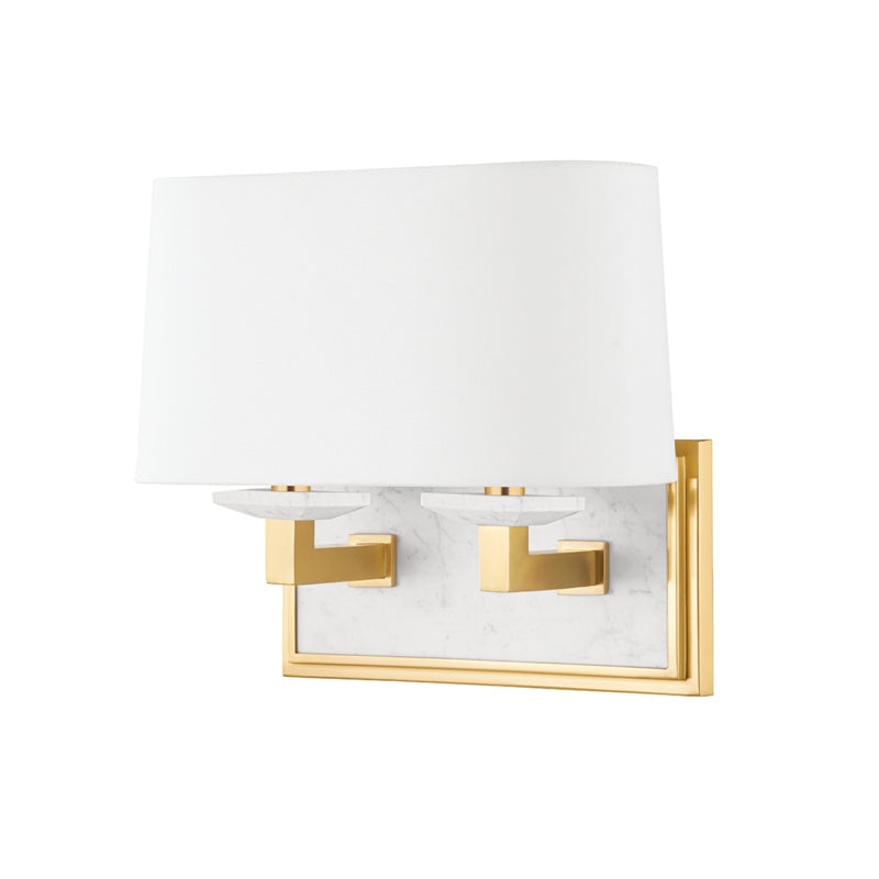 Elwood Two Light Bath Bracket in Aged Brass