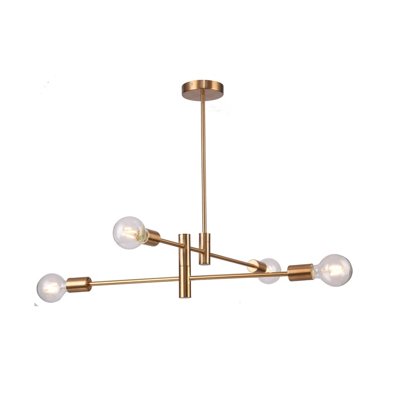 Four Light Chandelier in Black & Brushed Bronze