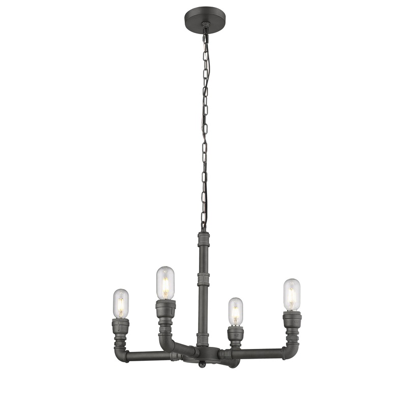 Four Light Chandelier in charcoal Black