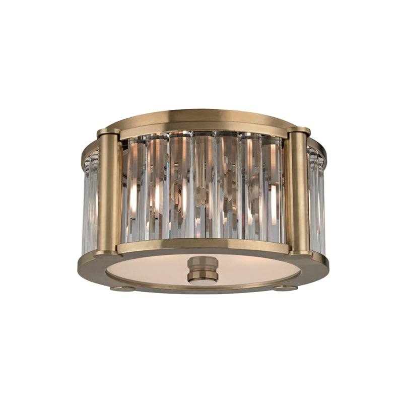 Hartland Two Light Flush Mount in Aged Brass