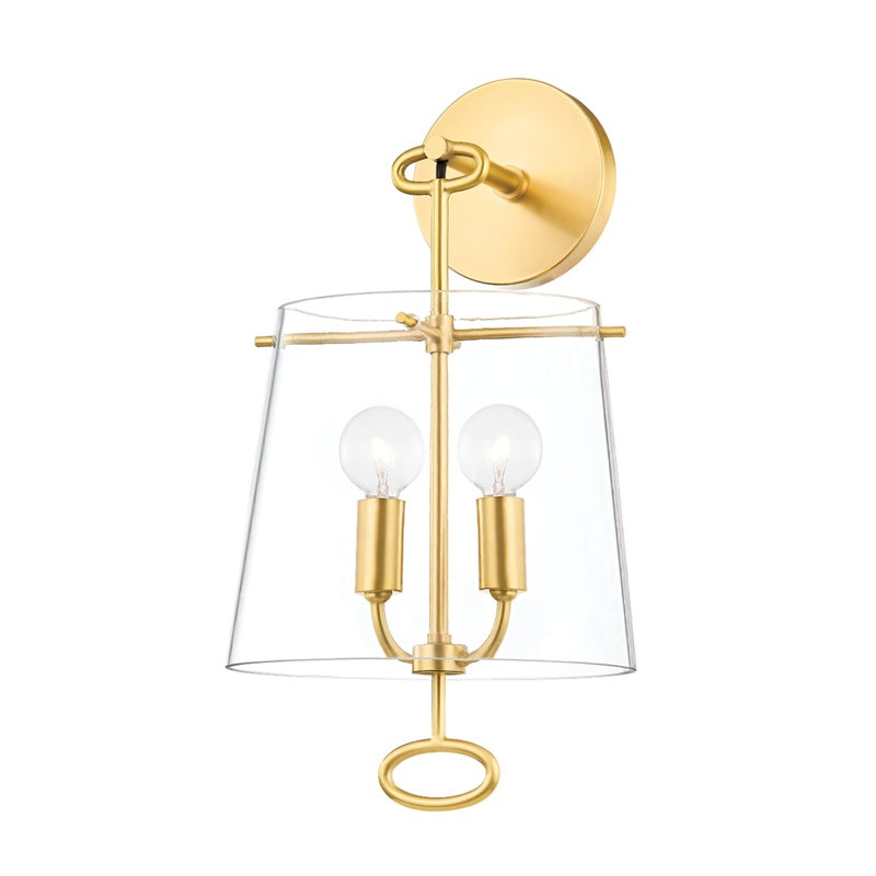 James Two Light Wall Sconce in Aged Brass