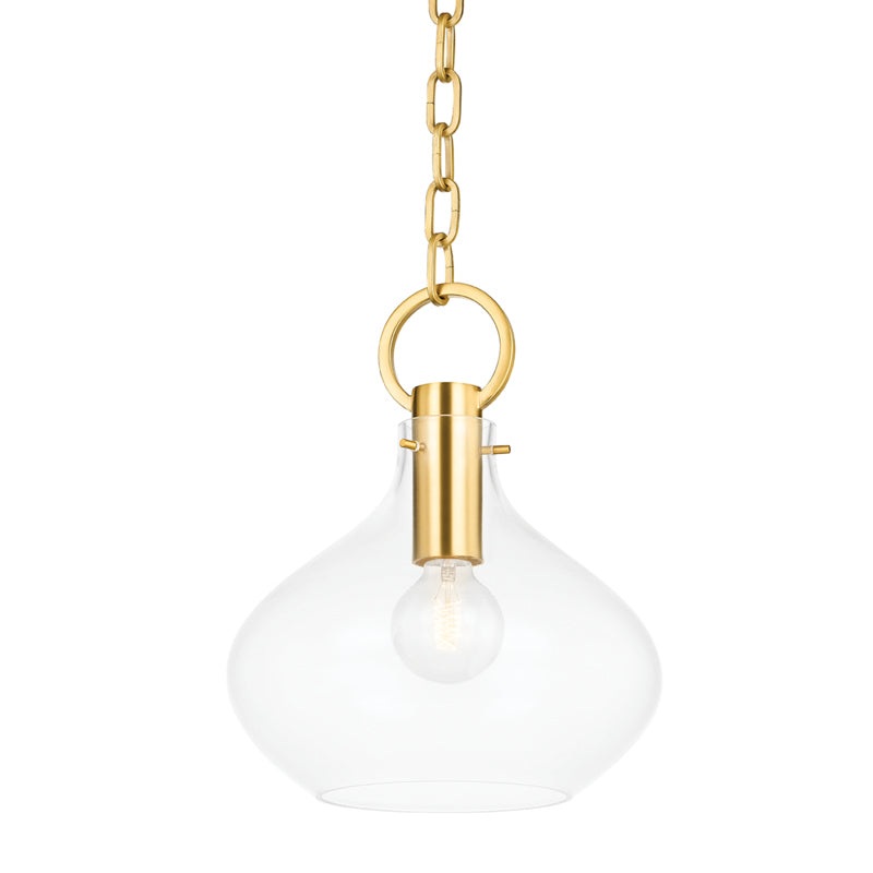 Lina One Light Small Pendant in Aged Brass
