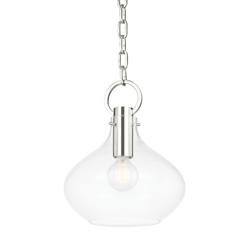 Lina One Light Small Pendant in Polished Nickel