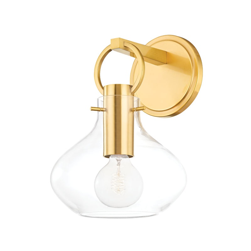 Lina One Light Wall Sconce in Aged Brass