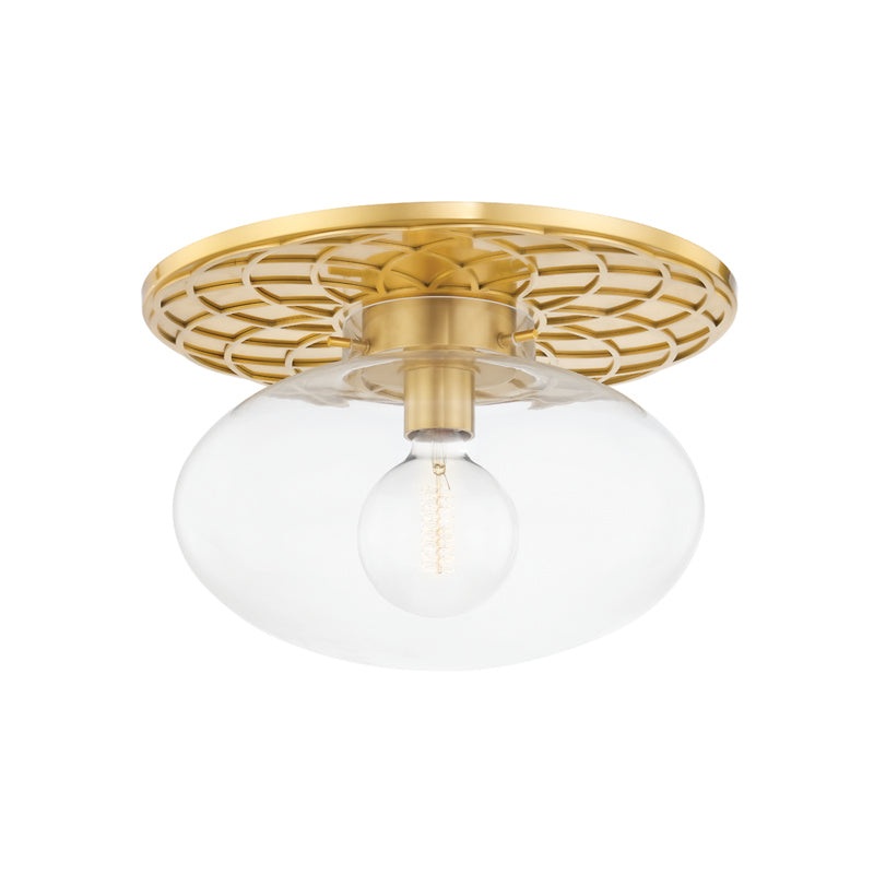 New Paltz One Light Semi Flush Mount in Aged Brass