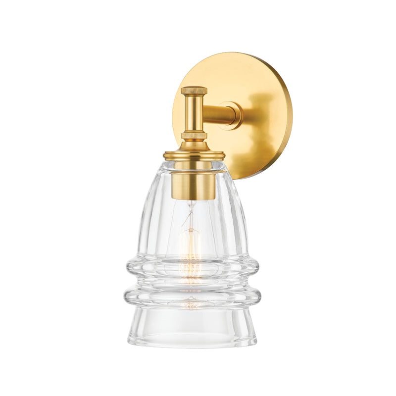 Newfield One Light Wall Sconce in Aged Brass